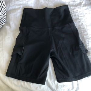 Black biker shorts with pockets
